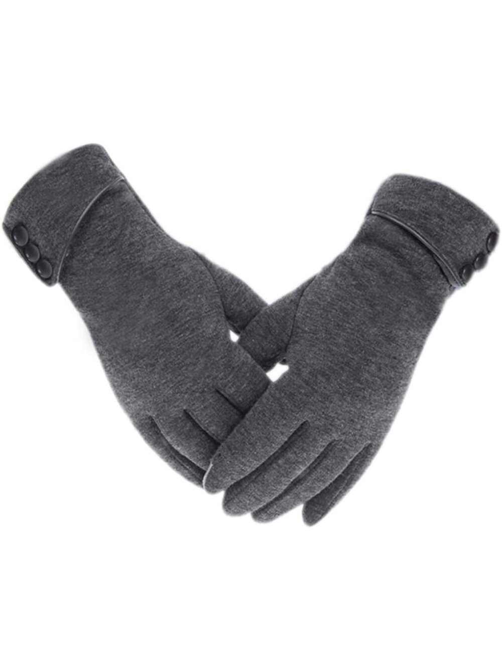 Women's Gray Thick lining Touch Screen Fleece Windproof Winter Warm fit Gloves